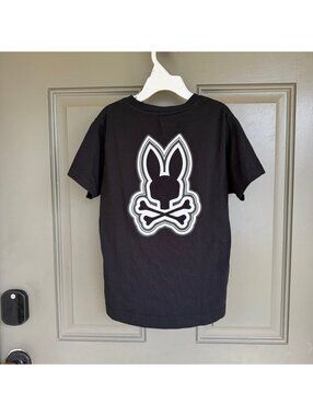 Psycho Bunny Kids Black Large Back Graphic Tee Short Sleeve T-Shirt Size 7-8 S